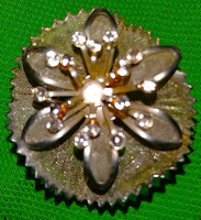 Meseszép Art Noveau antik arany, ezüst ,színekbe pompázó köves Havasi Gyopár finom míves bross