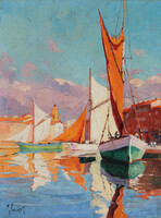 European painter: Colorful harbor