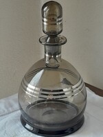 Art deco üveg ,likőrös, vagy pálinkás füstszínű