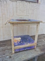 Régi fa lavortartó álvány népi dekoráció paraszt mosdó állvány