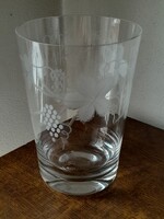 Retro üveg jégvödör gravírozott,  csiszolt