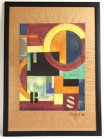 Bortnyik absztrakt kompozíció fest﻿m﻿ény