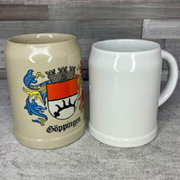 Göppingen city coat of arms ceramic beer mug, white beer mug set