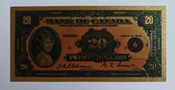 1935-ös 20 CAD 24k Kanadai aranyfóliás emlékbankjegy