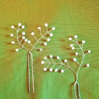 ESKÜVŐ HAD106 - 2 ágú fehér gyöngyös hajfésű hajdísz hajtű