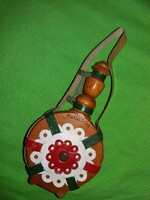 Régi 1977. kicsi utazó szuvenírboltos fali fa kulacs BALATON 12 x 6 cm a képek szerint