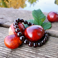 TERMÉSZETES GRÁNÁT ÁSVÁNY KARKÖTŐ, 8 mm - s GYÖNGYBŐL KÉSZÜLT.