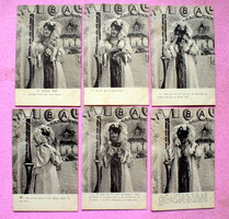 6 darab Antik fotó  képeslap  / sorozat -  bál , farsang , álarcos hölgy