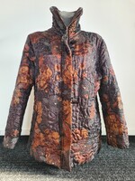 Strasszos steppelt barna narancssárga női átmeneti kabát