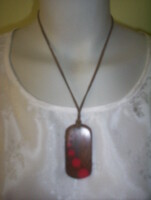 Kuriózum!  Bőr szíjon intarziás fa medál (3)