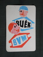 Kártyanaptár,BVM beton vasbeton művek,grafikai,reklám figura,1971  ,sérült,