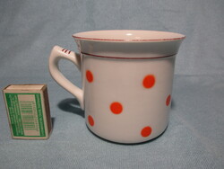Piros pöttyös Hollóházi bögre, csupor
