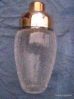 Régi koktél mixer shaker. fányolüveg Korának megfelelő, nemigen használt, de a fém részeken patinás