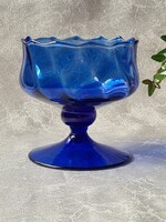 Antik vintage talpas kobalt kék üveg kehely