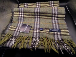 Burberry (eredeti) ÚJ! címkés Vintage unisex meleg, luxus gyapjú kötött sál 184 x 32 cm + 6cm rojt