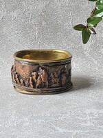 Antik közel-keleti teve karaván motívumos domborműves réz/rézötvözet szalvéta gyűrű