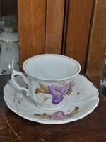 Alt Wien Chodau Karlsbad 1860 Portheim & Sohn Kézi Festett,Aranyozott Vastag Porcelán Csésze Szett.