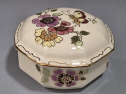Zsolnay kézzel festett pillangós porcelán bonbonier