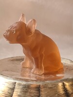 Üvegpaszta lazac rózsaszín részletgazdag miniatűr francia bulldog kiskutya kedves apró dísztárgy