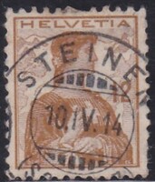 1914 Svájc 10 cent Régi Bélyeg Steinen Körpecsét