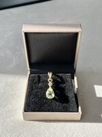 18kt arany medál 0,25 ct brill és hatalmas zöld citrin 3,5gr