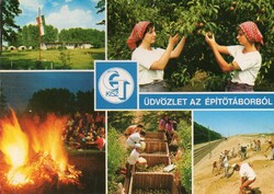 Képeslap: KISZ, Építőtábor.