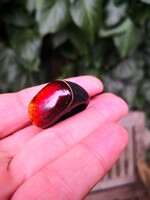 Borostyán köves fekete tölgyfa uniszex gyűrű