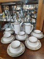 Oepiag-Pirkenhammer Fischer&Mieg 1918-20, Hand-Painted Rose Tea & Coffee Set for 6