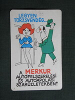 Kártyanaptár,Merkur autókereskedelmi vállalat,autósbolt,grafikai,1973  ,sérült,