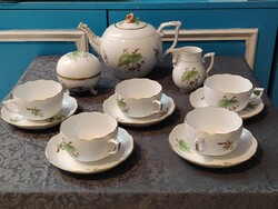 Herendi csipkebogyó - 6 személyes hecsedli mintás teás készlet