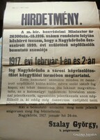 Hirdetmény népfelkelők bemutató szemléjére (katonai sorozására) - 1917, Nagykőrős