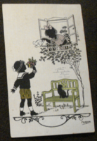 1924. vasúti és postatört. ritkaság pecsételéssel, Kaskeline sziluett képeslap, soproni címzett