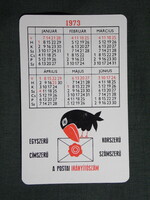 Kártyanaptár,Magyar Posta,grafikai,reklám figura,holló,1973
