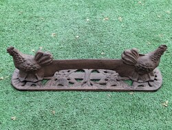 Painted Cast Iron Mud Scraper, Shoe Cleaner, 40 cm, with chickens on both sides.
