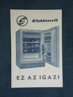 Kártyanaptár,Elektrosvit hűtőszekrény,1973
