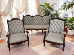 Felújított neobarokk stílusú szalon ülőgarnitúra 1+1+3