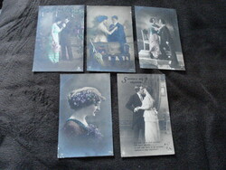 Krizsnyiczky Ilona levelezés 5 régi fotólap 1910-es évek, Józsefváros, MÁV