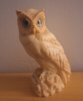 Kézműves, limitált példányszámú, kék szemű bagoly szobor