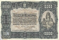10000 korona 1920 Eredeti állapot 2. Gyönyörű de sarokhibás