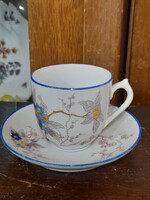Alt Wien Pirkenhammer,F&M,1873-1918,Kézi Festett Virág Mintás Porcelán Mokkás Csésze Szett,Készlet.