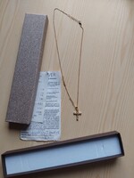 Gold-plated cross pendant with crystals on its own chain in a gift box