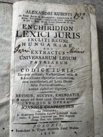 1810 – Alexandri Kubinyi: Enchiridion Lexici Juris Hungariae antik magyar jogi lexikon, félbőr kötés