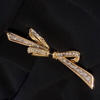 Régi aranyozott Cirkon bross 7 cm-es