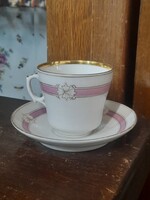 Alt Wien Pirkenhammer 1853-1873,Kézi Festett,Aranyozott Mintás Porcelán Mokkás Csésze Szett,Készlet.