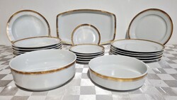 Dupla aranyszegélyes,szivecske mintás Alföldi porcelán tálaló szett