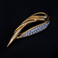 Régi aranyozott Cirkon bross 3,5 cm-es