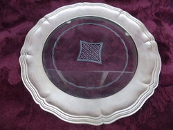 Szlovák fémjeles 800-as finomságú ezüsttálca 617 gramm ezüst (nettó ezüstsúly).