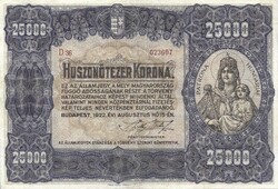 25000 korona 1922 Eredeti állapot 2. Gyönyörű