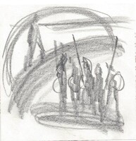 Borsos Miklós - 10 x 10 cm ceruza, papír