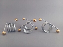 4x posztmodern design arany/ezüst acél szalvéta gyűrű 1980s